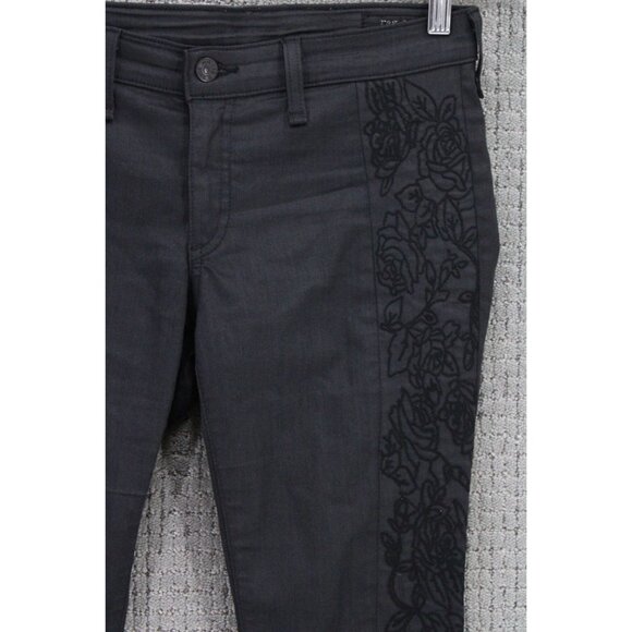 Rag & Bone Jeans Womens Size 27 Black Solid Skinny Intermix Floral Embroidered - Picture 5 of 13